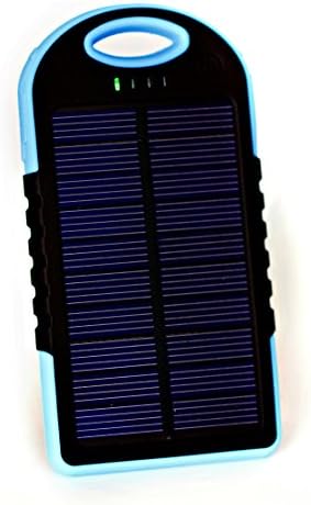 Portable Charger for iPhone, Cell Phones, iPads, Tablets, Camera 5000mah Battery Solar Power Bank Charges Two Devices with Usb Ports, Water-resistant, Dust-proof, and Shock-resistant (Blue)