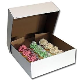 4" DEEP Strong White 12 Cake Cupcake Muffin Box & Inner Tray by General Trading Store