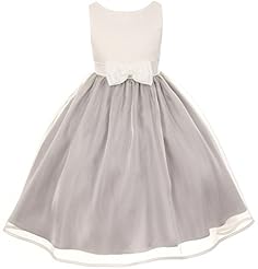 Girls  Organza/Satin Two-Toned Flared-Skirt  Dress With a Bow(s)