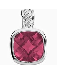14K White Gold Antique Square Cut Rhodolite Garnet Pendant -- LIFETIME WARRANTY