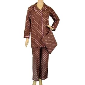 Pink Mauve Polka Dot French Elegant Design Long Sleeve Pajamas ~ 3 sizes