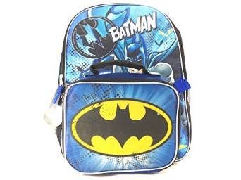 DC COMICS WB BATMAN BOYS SCHOOL BACKPACK WITH DUAL LUNCHPACK 16