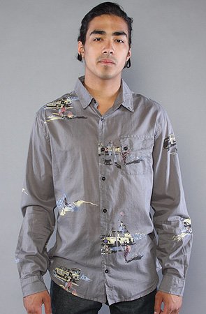 Insight The Nude With Boots Buttondown Shirt in Floyd Black,Buttondown Shirts for Men
