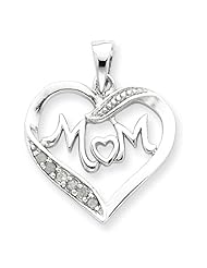 Sterling Silver MOM CZ Heart Pendant