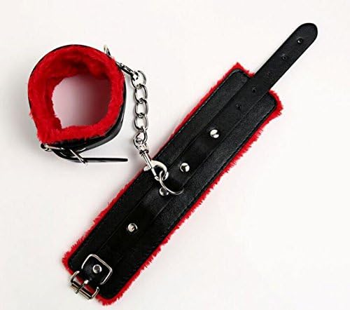 MyNice Sex Bondage Restraints Sex Kit with Handcuffs Legcuffs Leather Whip Blindfold Nipple Clip Slave Collar Mouth Gag Bondage Rope (8pcs/set,Red and Black)