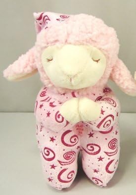 Stuffed Praying Lamb, Spanish Speaking Toy, Pink Pajamas, 9" tall