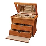 "Juno" Mele & Co Oak Finish Drop Front Jewelry Box
