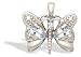 14K White Gold Genuine Pear White Topaz and Diamond Butterfly Pendant