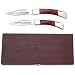New Maxam 2pc Lockback Knife Set Wood Box Surgical Stainless Steel Blades Laminated Wood Handles