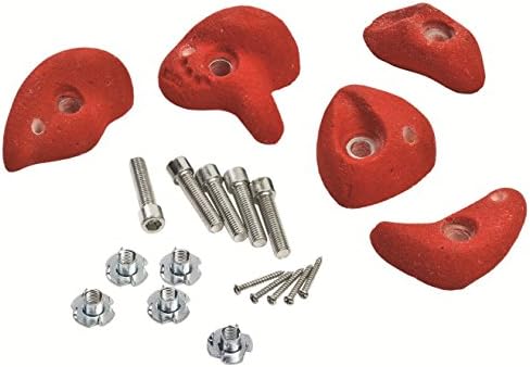 5 RED CLIMBING STONES+HARDWARE FOR CLIMBING FRAMES/TREE HOUSES-NEW-FREE DELIVERY by Little Duck Bear Ltd