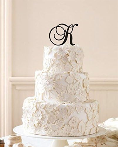 Monogram Initial Wedding Cake Toppers, Acrylic Cake Topper, Unique Name Cake Toppers in Any Letter of a B C D E F G H I J K L M N O P Q R S T U V W X Y Z