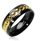 Solid Titanium with a Gold Accented Band on Black Ring
