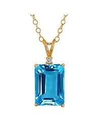 9.72 Ct Octagon Swiss Blue Topaz Gold Plated Sterling Silver Pendant