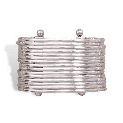 15 Band Cuff Bracelet 925 Sterling Silver Solid Unique Chunky Heavy Wide