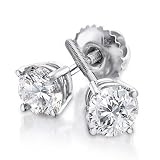 Colorless Diamond Solitaire Earrings 1ctw