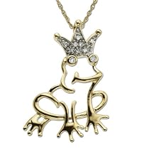14k Yellow Gold Diamond Frog Prince Pendant (.04 ct)