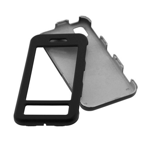 Solid Black Rubberized Snap on Crystal Hard Case for Sprint Samsung SPH-M800 M800 Instinct Cell Phone