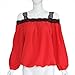 Sunward(TM) Women Sexy Off Shoulder Long Sleeve Lace Chiffon Blouse (XLarge, Red)