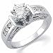 14K White Gold Princess Cut Diamond Engagement Ring (Center stone is not included)
