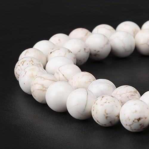 2 Strands Adabele Natural White Magnesite Gemstone 6mm Imitated Howlite Round Loose Beads Gem Stone Spacer (128-140pcs) for Jewelry Craft Making GR-F6