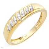 Mens Diamond Ring - 14K Yellow Gold 0.08 CTW Color I-J I2 Diamond Band Men's Ring. Ring Size 10.5. Total Item weight 3.2 g.