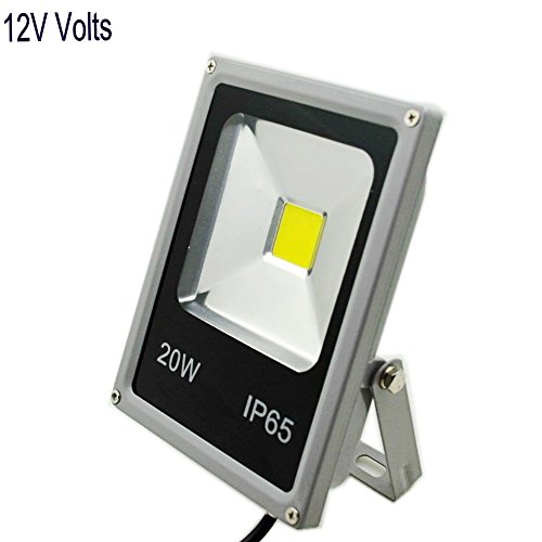 ZHMA 12V DC LED Floodlight,20W Day White, 6000K 1500LM 200W Halogen Bulb Equivalent,Security Wash Flood lights,Grey Case Waterproof IP65