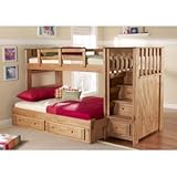 Woodcrest Woody Creek Front Load Twin over Full Bunk Bed with Stairs - WCM404