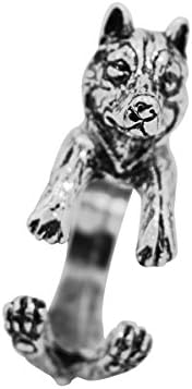 Husky Charm Ring Husky Wrap Rings Dog Breed Ring (Antique Silver)
