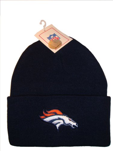 Denver Broncos NFL Long Beanie Knit Cap Hat NAVY BLUE