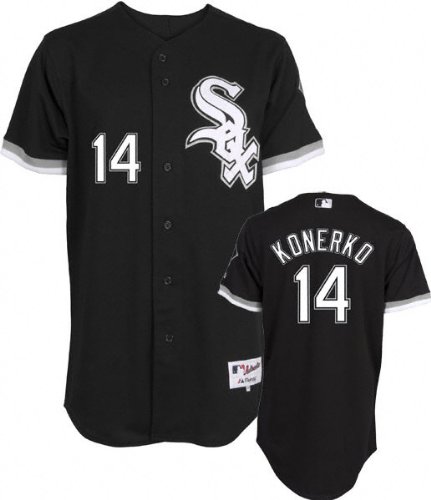 MLB Men's Chicago White Sox Paul Konerko Six Button Authentic Alternate Jersey (Black, 48/X-Large)