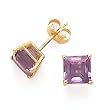 14K EARRINGS W/ 6MM SQUARE AMETHYST (POST)