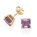 14K EARRINGS W/ 6MM SQUARE AMETHYST (POST)