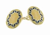 Jewelry : Handmade 18ct yellow gold and enamel chain link cufflinks