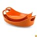 Rachael Ray 51764 Bubble & Brown Stoneware 1-Quart and 1-1/2-Quart Oval Baker Set, Orange
