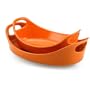 Rachael Ray Stoneware 1-Quart and 1-1/2-Quart Oval Bubble & Brown Baker Set, Orange