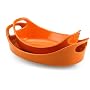Rachael Ray Bubble & Brown Stoneware 1-Quart and 1-1/2-Quart Oval Baker Set, Orange