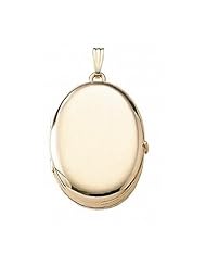 Solid 14K Yellow Gold Oval Four Photo Locket 1 inch x 1-1/4 inch Solid 14K Yellow Gold