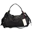 NICOLI Italian Designer Black Nubuck Leather Hobo Bag Handbag