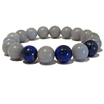Angelite Bracelet 13 Stretch Lapis Blue 12mm Round Crystal Healing Natural Stone Reiki Energy Fashion