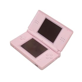 DS Lite console Pink Bundle+4 latest very popular games +cartoon touch  Pen+ Bag + Screen Protector
