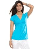 INC International Concepts Top, Draped Short Sleeve V-Neck