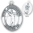 Sterling Silver Saint Christopher Mens-Boys Fishing Medal and 24-inch Chain