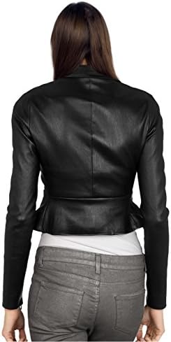 Leatherfads Womens Mini Frilled Leather Jacket Extra Small Black