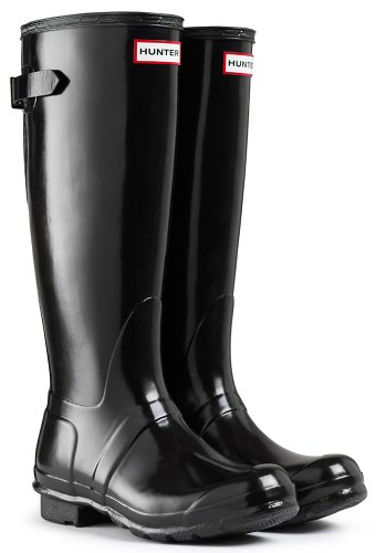 Hunter Original Back Adjustable Gloss Wellington Boots - Black