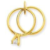 14k Large Wedding Rings With CZ Charm