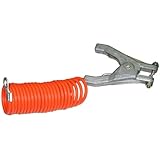 Lind Equipment RAC10 Retractable Heavy Duty Grounding Assembly, 10ft, 1/8" Coiled Plated Steel Cable, Orange PVC Coated to 3/16", REB Hand Clamp, 5/16" Lug Terminal