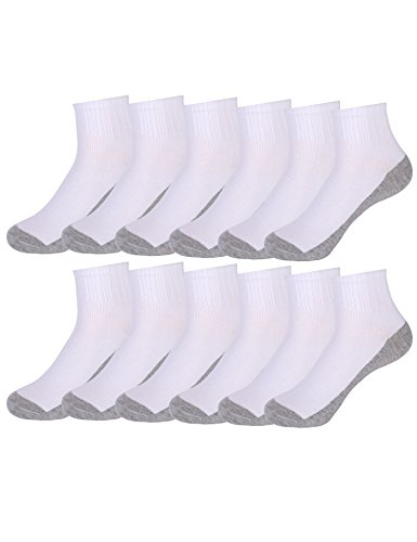 12 Pack Men's White Athletic Running Ankle Casual Crew Cotton Socks Low Cut