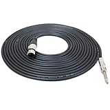 GLS Audio 25ft Mic Cable Cords - XLR Female to 1/4 TS Black Cables - 25' Mono Mike Snake Cord