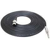 GLS Audio 25ft Mic Cable Cords - XLR Female to 1/4 TS Black Cables - 25' Mono Mike Snake Cord