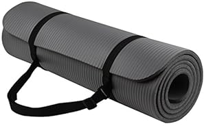 BalanceFrom Go Yoga All Purpose Anti-Tear Exercise Yoga Mat with Carrying Strap, Gray
